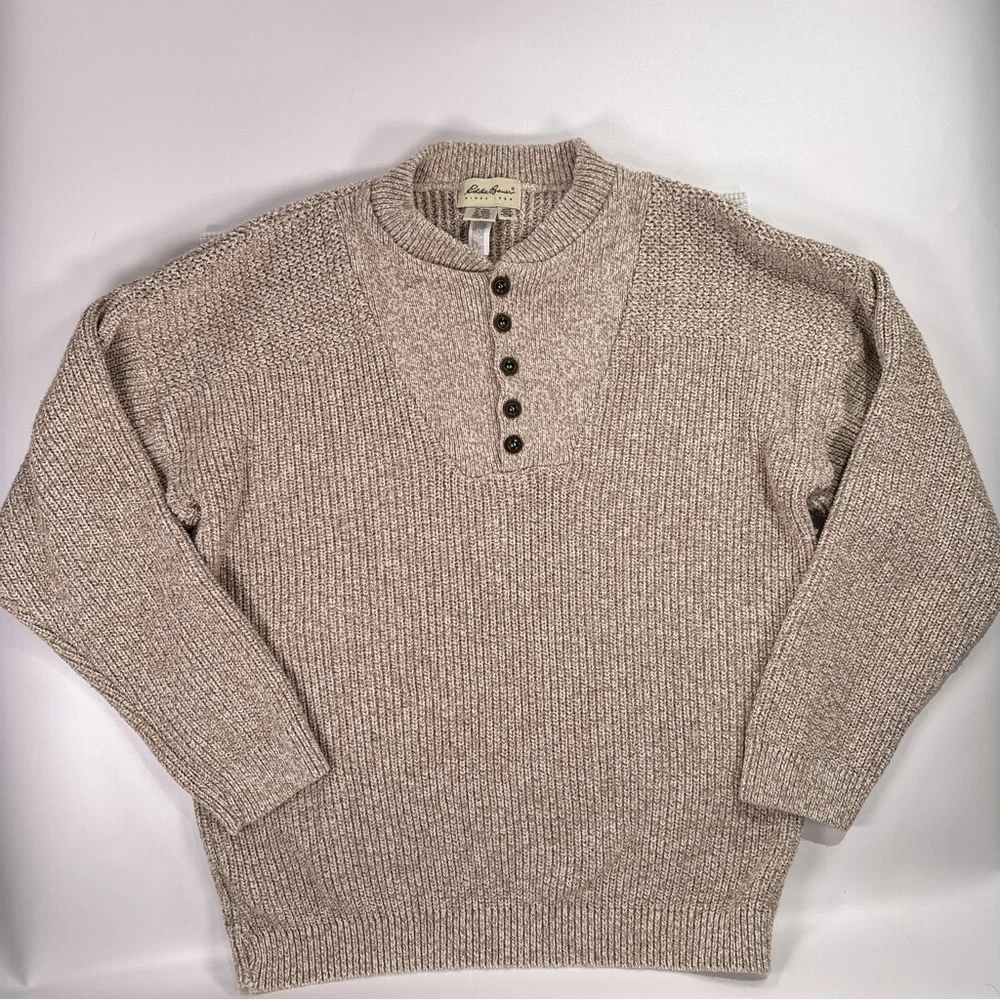 Eddie Bauer Men’s Vintage Made In USA Henley Sweater Large - Picture 2 of 11